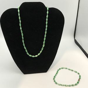 Lime Green beaded necklace bracelet set